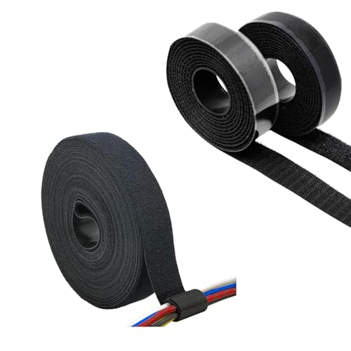 ECOHomes Bundle - 1 Inch By 30 FT Cable Ties Wrap + 6 FT By 3/4 Inch Hook Loop Adhesive Tape