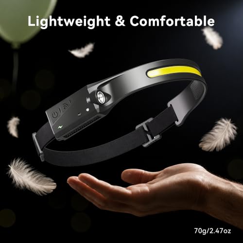 EGUKU Rechargeable Headlamp 2 Pack, 230° Wide Beam LED Head Lamp for Adults | 1200LM, 5 modes, floodlight and spotlight, hard hat clips, IPX4 waterproof, headband flashlight for camping, car repair - color: Black