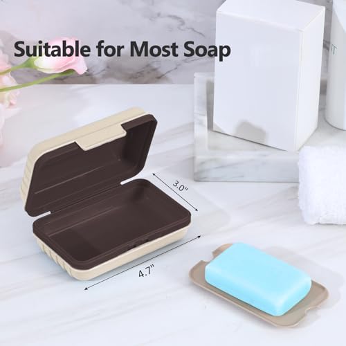 Quatish Leakproof Bar Soap Holder Dish with Lid for Shower, Portable 1 Pack Travel Soap Case Box for Gym, Camping, Hiking, Outdoor Use, Travel Size Toiletries Essentials, Keeps Soap Dry, Brown - color: Brown