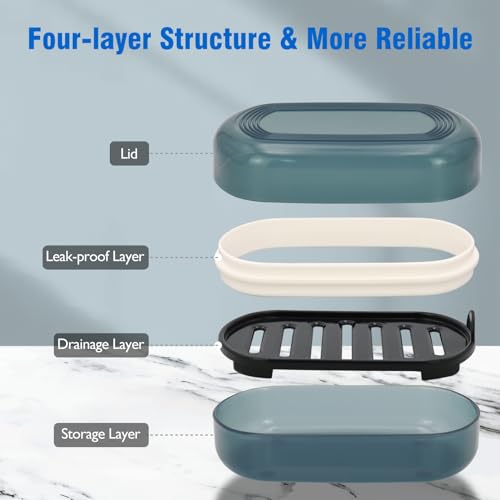 AIMAIAIMAI Travel Soap Container, Travel Soap Box with Removable Draining Layer for Camping, Gym (Blue Style A) - color: Blue Style a