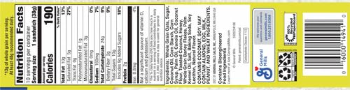 Nature Valley Biscuit Sandwiches, Coconut Butter, Snack Bars, 13.5 oz,10 Count (Pack of 2) - size: 10 Count (Pack of 2)
