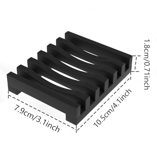 2Pcs Soap Dish Holder, Non-Slip Bathroom Accessories Silicone Soap Case Saver, Sink Deck Bathtub Shower Dish Soap Drainer, Silicone Holder for Soap, Sponges, Scrubber (Black) | Anti-Slip, Quick-Drying, Soap Holder for Kitchen Shower Room Bathroom - color: