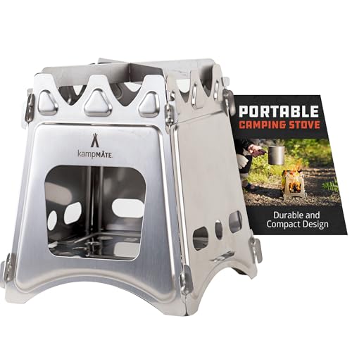 Portable Camping Stove Wood, Wood Stove Camping, Outdoor Compact Campfire, Survival Cooking Gear, Backpacking Stoves, Emergency Backpack Stoves, Hiking Burner, Foldable with Nylon Case