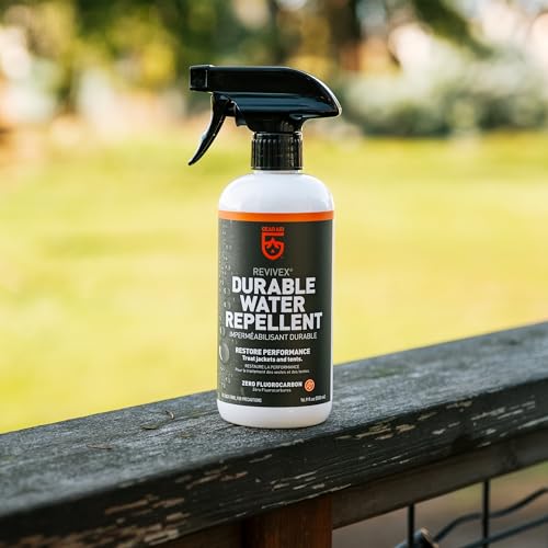 GEAR AID Revivex Durable Water Repellent (DWR) Spray for Waterproof Jackets, Rain Gear, Gore-TEX, Tents & Camping Gear – Restore Waterproofing & Breathability, Various Sizes - style: Dwr Spray, 16.9 Oz