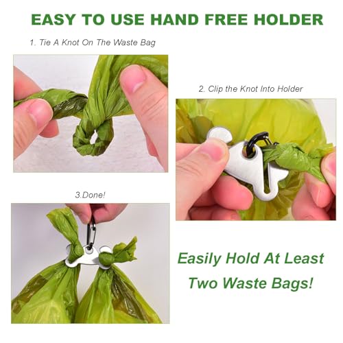 2PCS Dog Poop Bag Holder, Waste Holder for Dispenser Carrier, Hand Free Metal