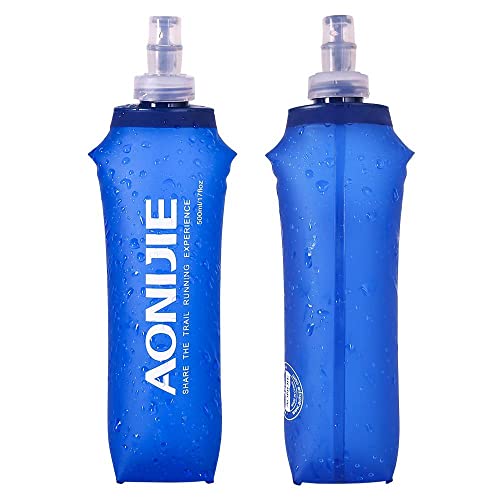 AONIJIE TPU Soft Flask Water Bottle Collapsible Running Flask for Hydration Pack, BPA Free, Wide Opening, for Outdoor Sports Hydration - color: A#500ml - 2 Pcs