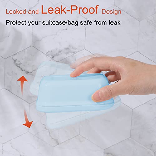 Quatish Leakproof Soap Dish with Lid & Draining Layer, Shatterproof Travel Bar Soap Holder Case Container, Portable Travel Size Toiletries Essentials for Camping, Gym, Bathroom, Blue - color: Blue, size: Medium