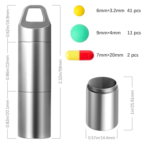 Small Pill Holder Keychain(2 Compartments Design), Portable Metal Pill Case Waterproof Pill Box Container Mini Stainless Steel Pill Organizer for Travel Purse Pocket - size: Small