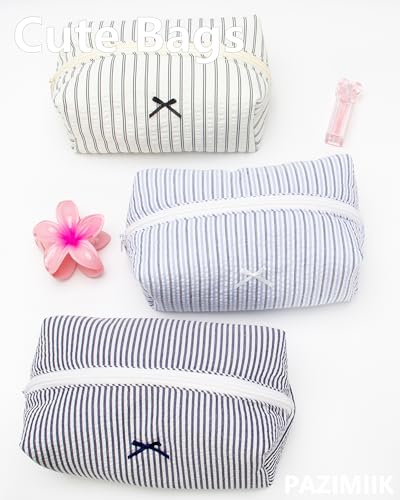PAZIMIIK Cozy Makeup Bag for Women,Zipper Cosmetic Pouch,Stripe Black - color: Stripe Black