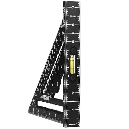 Johnson Level & Tool 1904-0700V 7-1/4" Johnny Square® MACH-1™ Smart Mark™ Rafter Square with Level Vial, Black - size: 7-1/4-inch, style: MACH-1 with Level Vial