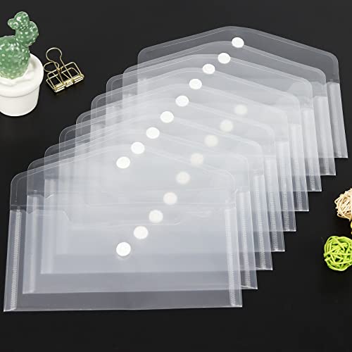 10 Pack Clear PP Snap Envelopes,4.13×7.87 Inch | Cash Receipt Storage, Waterproof & Lightweight, Tear Resistant PP Material, Snap Closure, For Office, Home & Business Trip - size: 4.13 * 7.87 inch