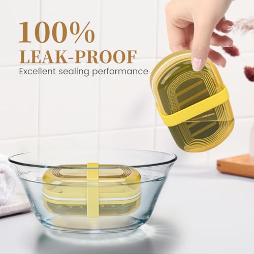 Leakproof Travel Soap Case with Lid | Draining Soap Bar Holder & Dish with Silicone Strap | Includes Mesh Soap Bag | for Shower, Bathroom, Camping, Gym (Lemon Yellow) - color: Lemon Yellow Style a