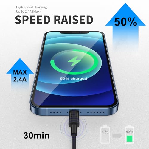 iPhone Car Charger Cord, USB to Lightning Cable for CarPlay, 3FT Black | For Apple iPhone 14/13/12/11 Series, USB A to Lightning Charging Cable, Fast Charging and Data Transfer - color: Black, size: 3FT