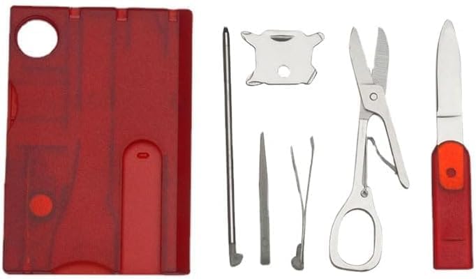 Black Outdoor Survival Bottle Opener Card Multi Tool Outdoor Barbecue Knife Camping Tool Hiking LED Light Magnifier EDC Tool Gear Multitools Hand Tools Accessories