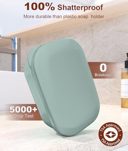 Quatish Soap Holder, Travel Soap Container with Lid, Portable Bar Soap Case, Leakproof Soap Box with Perforations, Soap Dishes for Traveling, Camping, Gym, 3 Pack(Grey,GreyGreen,Greyblue) - color: Grey,greygreen,greyblue