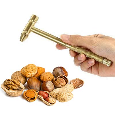 6 in 1 Micro Mini Multifunction Copper Craft Hammer & Screwdriver Hand Tools Ideal for Watchmaker Jewelers and Walnut eaters - color: （gold）