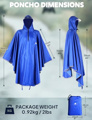 ANYOO Waterproof Rain Poncho Bike Bicycle Rain Capes Lightweight for Adults - color: Blue