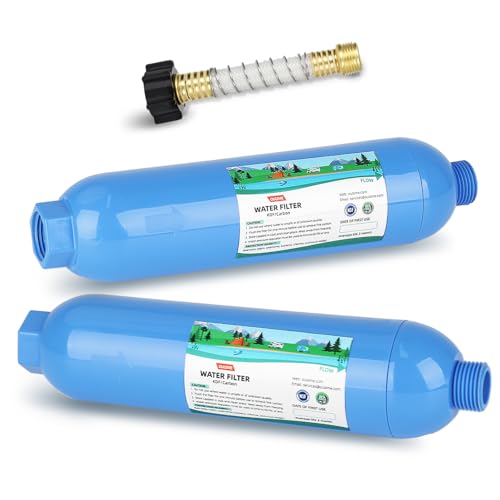 2PK NSF Certified Inline RV Drinking Water Filter & Flexible Hose Protector - size: 2 Count (Pack of 1)