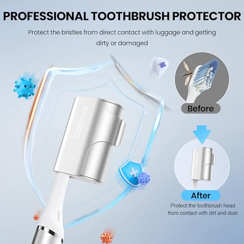 Aluminum Toothbrush Head Cover Cap, Tooth Brush Travel Protector Case - color: Silver+Blue, size: 2 Count