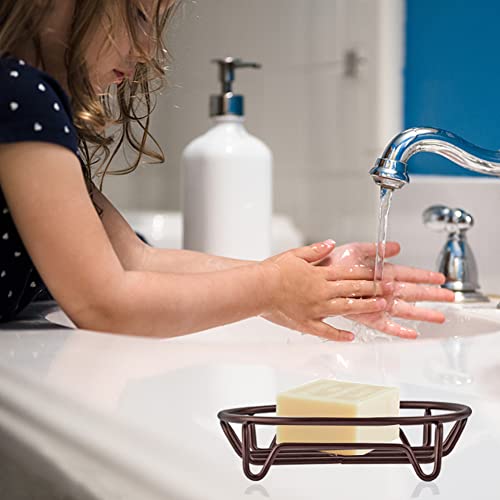 Soap Dish for Shower Bathroom Bar Soap Holder, Stainless Steel Self-draining Soap Rack Tray Saver Sponge Holder for Kitchen, Bath, Tub, Easy Cleaning, Extend Soap Life, Oval Bronze-1 Pack - color: Bronze-oval 1p