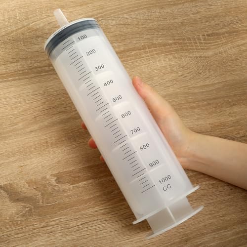 1000ml Extra Large Syringe with Tip Adapter, Sterile and Individual Sealed, Plastic Garden Syringe for Liquid, Paint, Epoxy Resin, Oil, Watering Plants, Refilling - style: 1000 ml