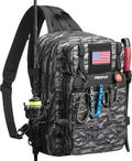 Piscifun Fishing Backpack Tackle Bag with 2 Rod Holders, Multi-Compartment Storage, MOLLE System, Water-Resistant Lightweight Outdoor Pack,Double Shoulder Black Camouflage Large | Water-Resistant Lightweight Outdoor Pack, fits 3×3700 boxes, reinforced sti