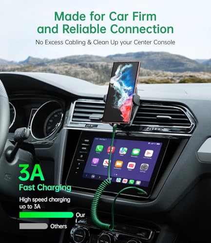 USB C Cable Fast Charging 60W 3FT/5FT, Coiled USB A to USB C Cable for Car | iPhone USB C Cable USB to Type C Charging for iPhone 17/16/15 Pro Max/Samsung Galaxy S20 S10 and More USB C Devices-Green - color: Green, size: 3FT/5FT, style: USB A to USB C