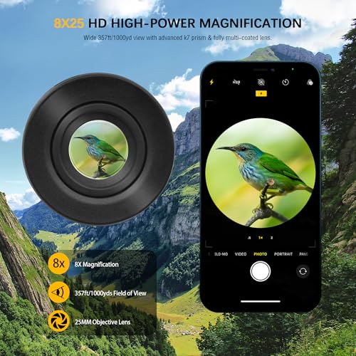 Monocular Telescope Nature 8x25 for Hiking and Wildlife Viewing - size: 8x25