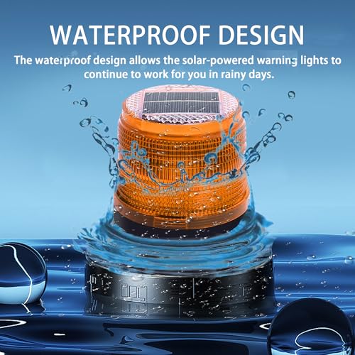 Solar Strobe Warning Light,Traffic Light Solar Powered Magnetic Lamp Waterproof Strong Magnetic Base, LED Flash Lights for Construction,Traffic,Factory,Safety Sign (Yellow) - color: Yellow