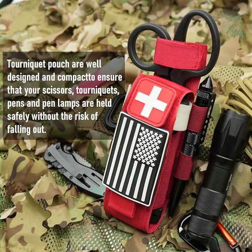 Upgrade Laser Cut 1000D Molle Torniquet Pouch, Tactical Medical Tourniquet Pouch Holster - color: 2PCS-RED