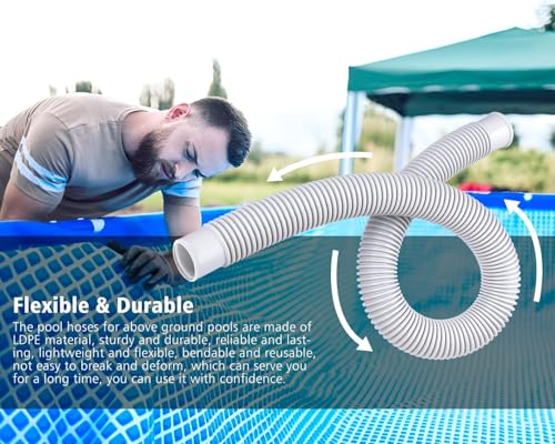 CIPU Pool Hose Kit 1-1/2 Inch, Above Ground Pool Filter Hose Replacement Set with 6 ft & 3 ft Hoses, 2 Black Adapters, 2 Clamps and PTFE Tape for Sand Filter Pool Pump - color: Black Adapters