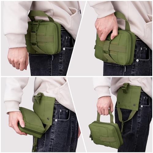 Quick Detachable Tactical Molle Water Resistant Medical EMT Pouch, Military IFAK Pack First Aid Pouch, Rip-Away Medical First Aid Kit Pouch - color: Ranger Green