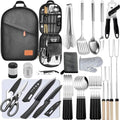 Camping Cooking Utensils Set - Camping Utensil Set Car Camping Cooking Essentials Gear for Camp Kitchen Cooking and Grilling, Stainless Steel & Silicone Ideal Gift for RV Tent Camper - color: Black-31Pcs
