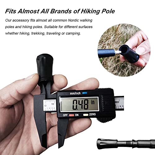 Walking Stick Tips, Trekking Pole Accessories Rubber Tips, Set of 6 Snow Support Mud Support Replacement for Hiking Poles for All Common Trekking Poles, Hiking Sticks, Walking Poles