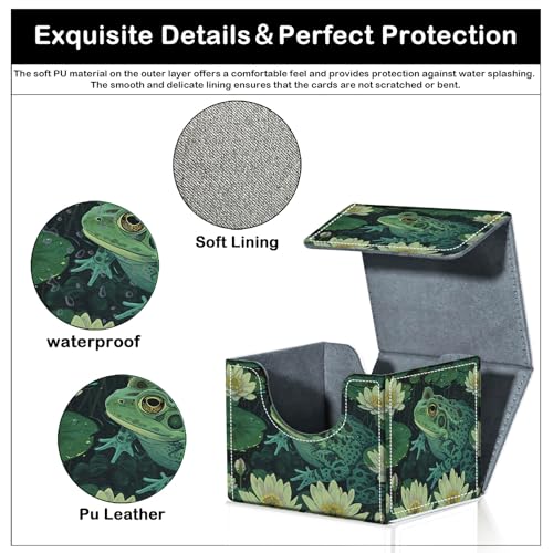 Card Deck Box for MTG Trading Cards with Magnetic Closure,Premium Card Storage Box Case Cover for TCG CCG Magic Cards,Green Frog Lotus - color: Green Frog Lotus