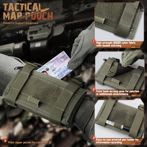 LIVANS Map Case Wrist Pouch Tactical Arm Sleeve for Army Military Gear Gift - color: Ranger Green