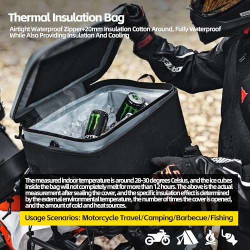Rhinowalk Insulated Motorcycle Tail Bag Thermal Storage with Waterproof Shell – Ideal for Food Delivery or Commuting (Combo MFT2302: 36L Hard Shell Case + 22L Insulated Insert) - style: Insulation Bag Combo Mft2302