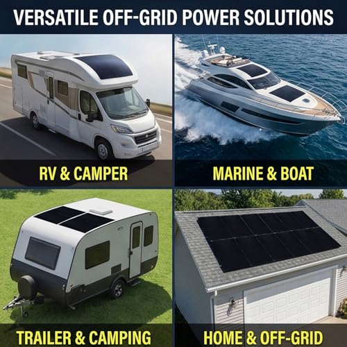 XINPUGUANG Flexible Solar Panel 50W 12V, Fiberglass,ETFE for RV Boat Van - size: Small，50w