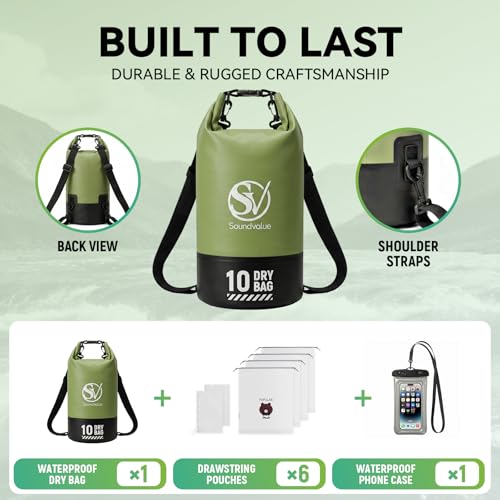 Waterproof Dry Bag, Kayaking Paddle Boarding Floating Backpack 10L - color: Green, size: 10L