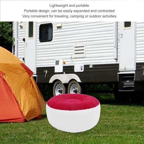 Inflatable Flocking Stool, Lightweight Portable Ergonomic Design Soft Flocking Inflatable Foot Rest Sitting Stool for Outdoor Camping Picnic Fishing - color: Red