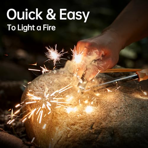 Ferro Rod Fire Starter, Survival Flint and Steel Fire Starter Kit for Hiking, Bushcraft,Camping Essentials Gear, Emergency Supplies - Ideal Gift for Explorers - color: Beech