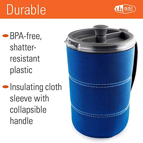 GSI Outdoors, 30 Fl Oz JavaPress, French Press Coffee Maker for Camping and Travel, Blue - color: Blue