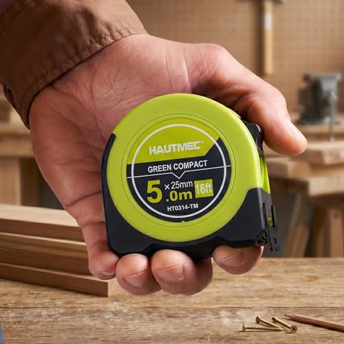 HAUTMEC Tape Measure 25ft with Fractions 1/8 – Dual Scale Metric & Imperial Measuring Tape Retractable – Compact Economical for Home DIY Renovations Crafting Quick Fixes HT0325-2PC - style: 25ft-2PCS