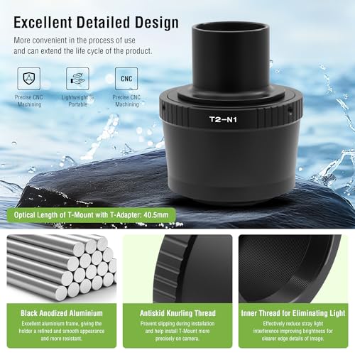 Astromania T T2 Lens Mount Camera Adapter Ring for Nikon 1 Series Cameras | Telescope Photo Adapter for Mirrorless Cameras, Metal Telescope Astrophotography Accessories, Fit 1.25" Astronomy Telescopes - size: Ring Set for Nikon 1
