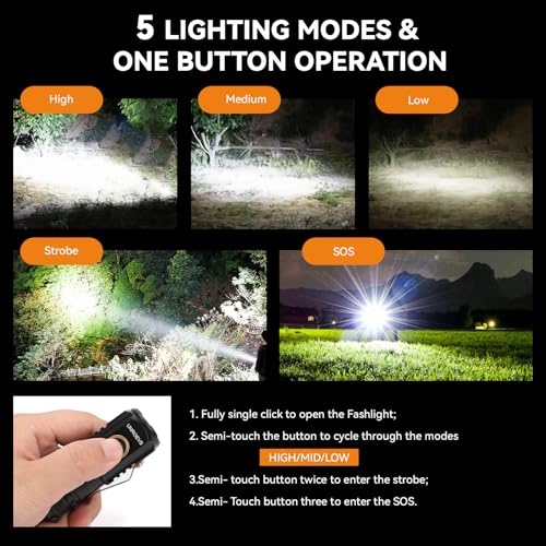 UNROEVS 24 Packs Mini Flashlights Bulk 2550 Lumens USB C Rechargeable | Super Bright Small Flashlight with Magnetic Base&Clip,Portable EDC Pocket Flash Light for Home,Emergency - size: F