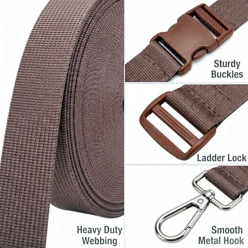 1" x12YD Heavy Duty Nylon Webbing Strap DIY Kit - color: Brown