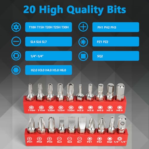 OSDUE Mini Ratchet Wrench Screwdriver Bit Set, 22 PCS Ratchet Screwdriver Set 1/4 Ultra Low Profile Micro Socket Set, High Torque Offset Reversible Screwdriver,w/Phillips, Hex for Tight Spaces - color: 22pcs Mini Ratchet Wrench Screwdriver Bit Set