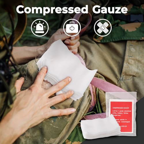 Survival First Aid Kit, 41 Pack IFAK Trauma Kit with Tourniquet, 4-Inch Israeli Bandage, Molle Bag, First Aid Kit for Car, Hiking, Travel - size: 41 pack