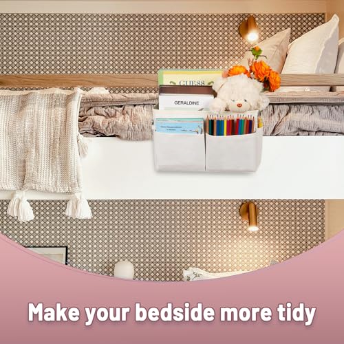 Bedside Caddy Organizer 5 Pockets and 4 Hooks for Bunk Bed White - color: White
