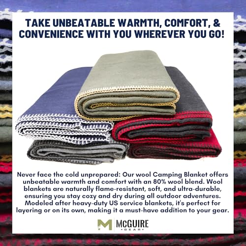 Heavy Duty Wool Blanket, Survival, Emergency, and First Aid Use – Mil-Spec, Fire Retardant, Durable Outdoor Wool Blankets for Camping. - Navy Blue, (64 x 90 inches) - color: Navy